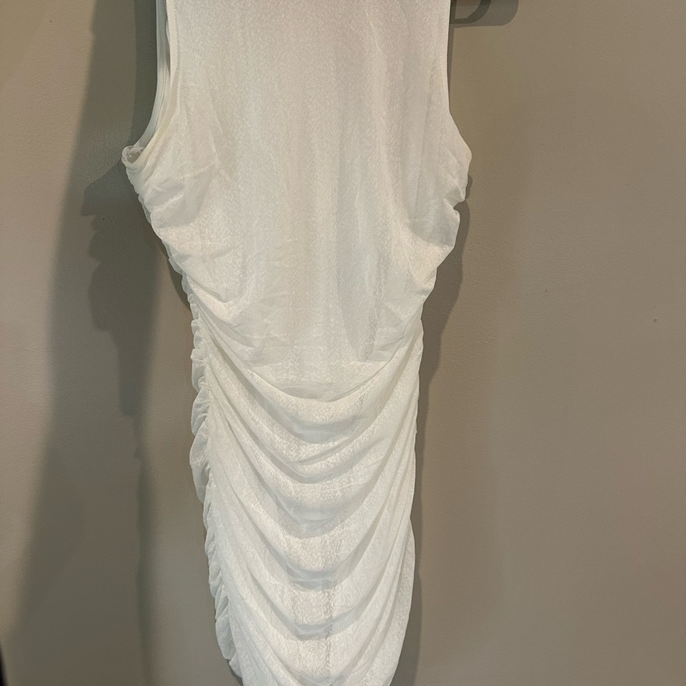 Lulu's White Ruched Mini Dress